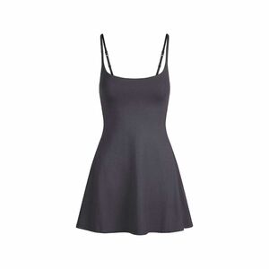 SKIMS Smooth Layers Scoop Neck Mini Dress Medium In Graphite